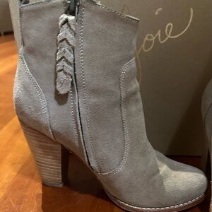 Joie Light Tan Suede Heeled Boots